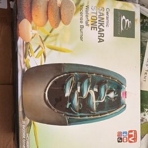 Ceramic Waterfall Incense Burner - Black and Green